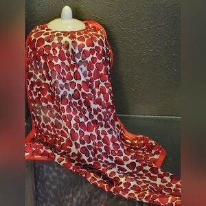 Elaine Gold For Collection XIIX Red Hearts Silk 21" Square Scarf